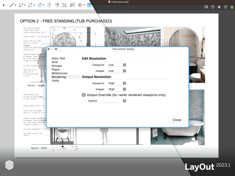 SketchUp Pro 2023.1 : LayOut : benutzerdefiniertes Rendering